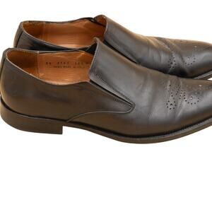 Johnston Murphy Black Leather Handcrafted Italy Brogue Loafers Mens 10 M Dress